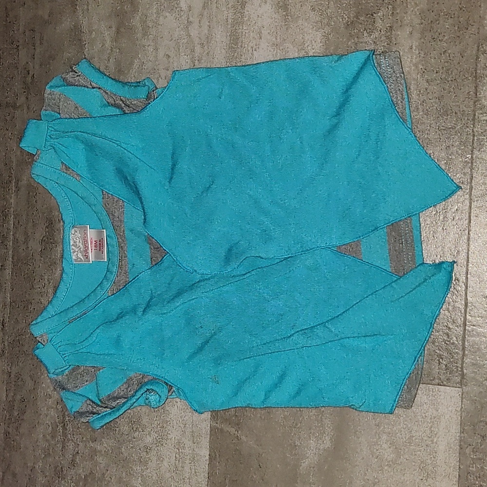 Xhilaration 1-Piece Layered Look Baby Girl Top – Size 18M, Blue & Gray Striped S